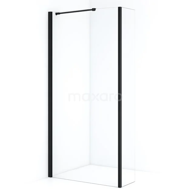 Diamond Walk-in shower | 100 cm Matte black Clear glass Fixed wall with side panel IDC1003210MBN