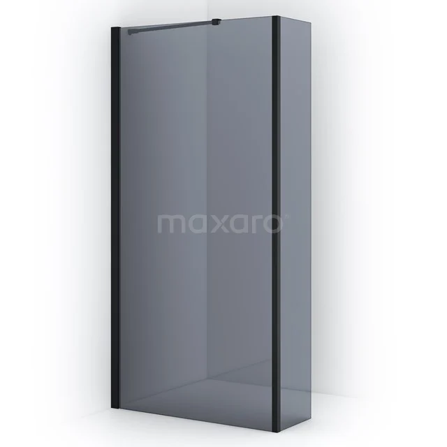 Diamond Walk-in shower | 100 cm Matte black Smoke glass Fixed wall with side panel IDC1003211MB