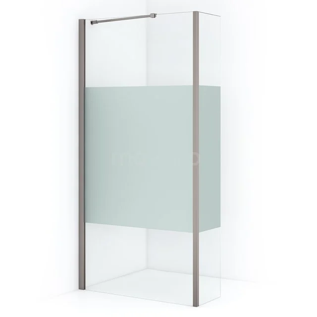 Diamond Walk-in shower | 100 cm Stainless steel Clear with matt strip Fixed wall with side panel IDC1003213BRN