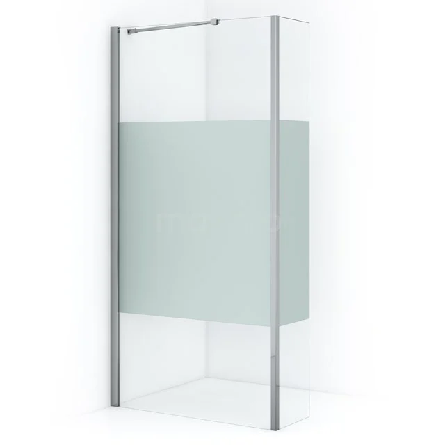 Diamond Walk-in shower | 100 cm Chrome Clear with matt strip Fixed wall with side panel IDC1003213CN
