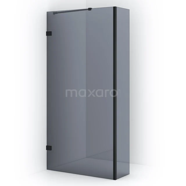 Diamond Walk-in shower | 90 cm Matte black Smoke glass Fixed wall with side panel IDC0903221MB