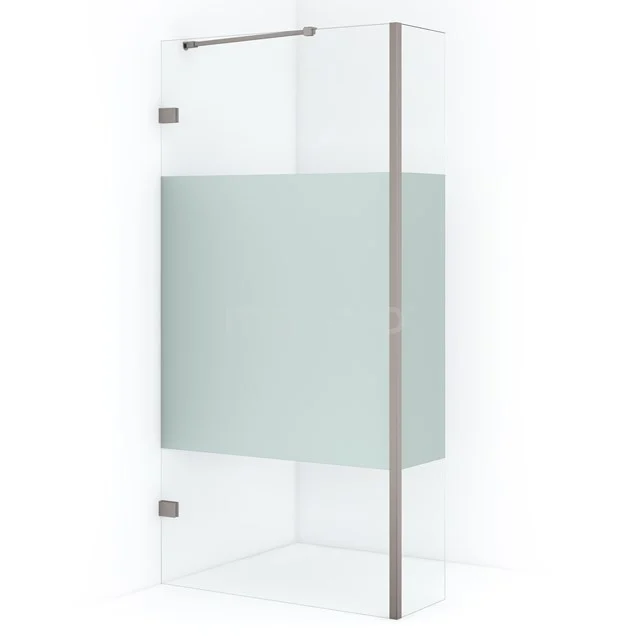 Diamond Walk-in shower | 90 cm Stainless steel Clear with matt strip Fixed wall with side panel IDC0903223BRN