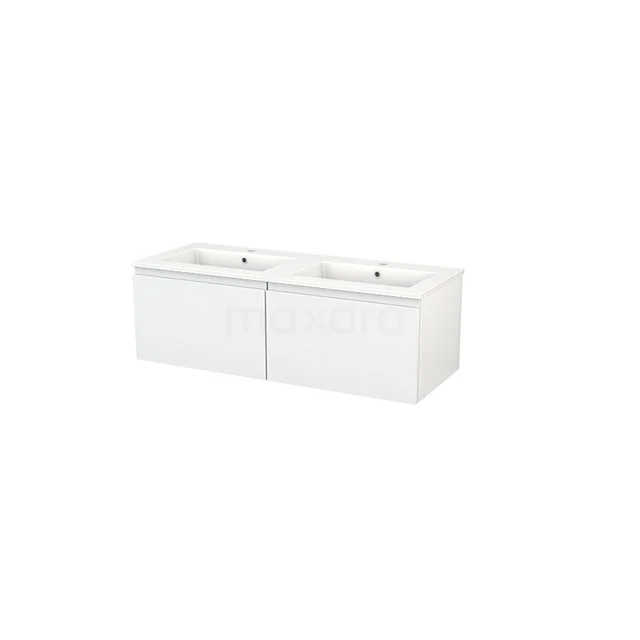 White double vanity unit with soft-close drawers, modern design, ideal for functional bathroom storage.