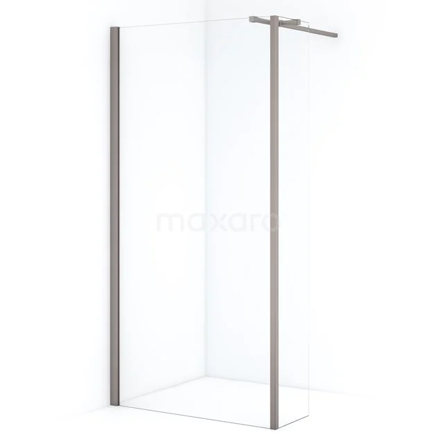 Diamond Walk-in shower | 90 cm Stainless steel Clear glass Fixed wall with side panel IDC0903310BRN