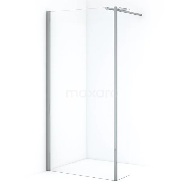 Diamond Walk-in shower | 90 cm Chrome Clear glass Fixed wall with side panel IDC0903310C Glass shower screen with sleek aluminium profile, clear design, ideal for modern bathrooms.