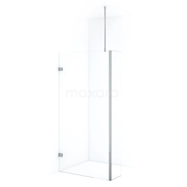 Diamond Walk-in shower | 90 cm Chrome Clear glass Fixed wall with side panel IDC0903720C Glass walk-in shower with clear safety glass and minimalist design, ideal for a modern bathroom.
