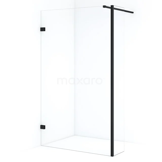 Diamond Inloopdouche | 110 cm Mat zwart Helder glas Vaste wand met zijwand IDC1103120MBN