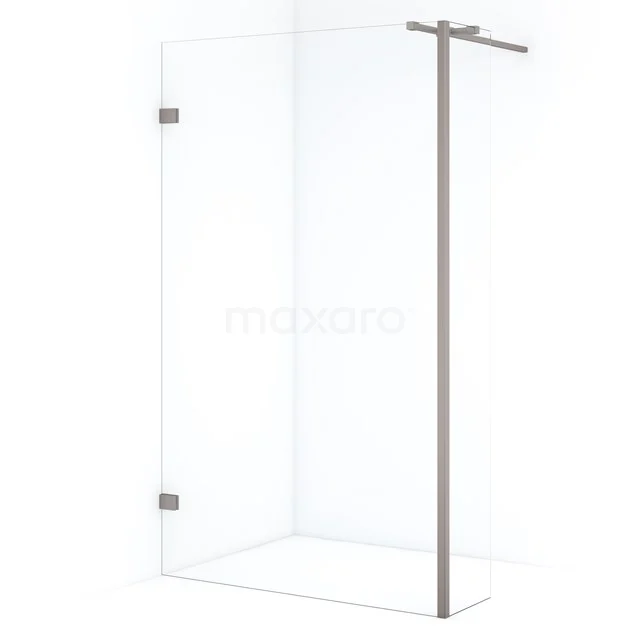 Diamond begehbare Dusche | 110 cm Edelstahl Feste Wand mit Seitenwand IDC1103320BRN begehbare Dusche mit Klarglas, rostfreien Profile und minimalistischem Design, perfekt für ein modernes Badezimmer.