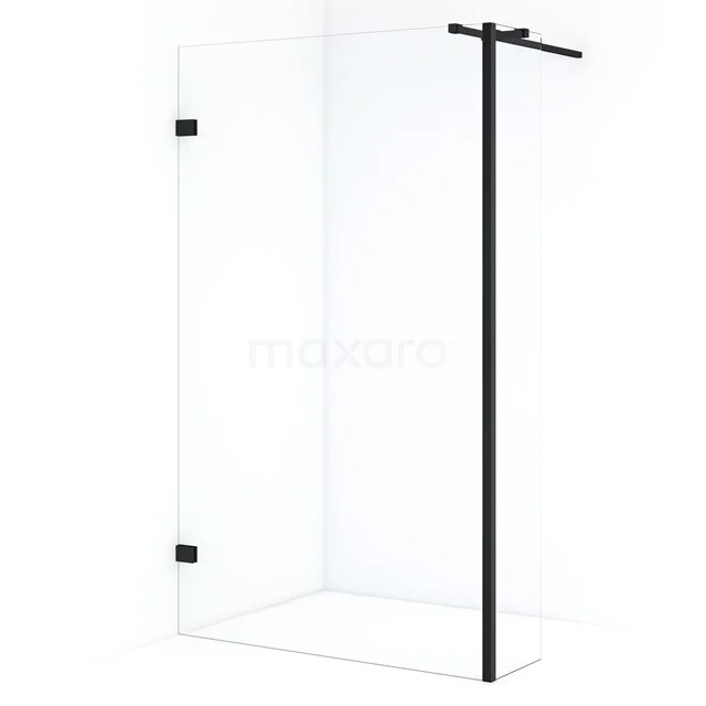 Diamond Walk-in shower | 110 cm Matte black Clear glass Fixed wall with side panel IDC1103320MBN