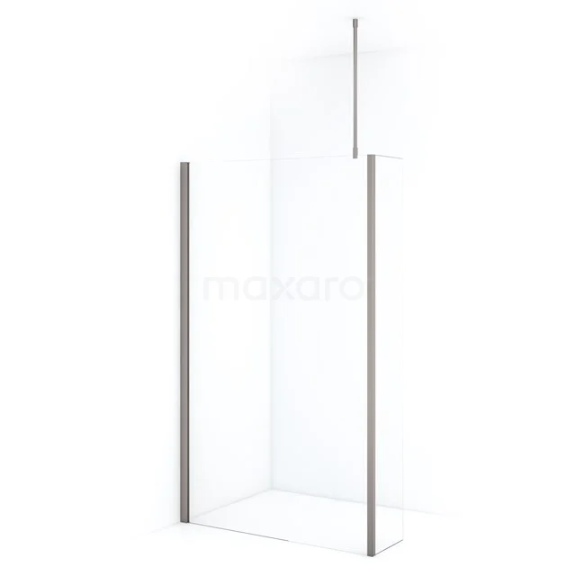 Diamond begehbare Dusche | 120 cm Edelstahl Feste Wand mit Seitenwand IDC1203710BRN Duschwand aus Klarglas mit Matt Schwarz Profilen, minimalistisches Design, ideal für ein modernes Badezimmer.
