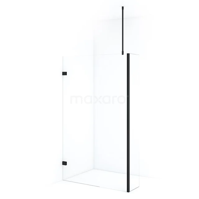 Diamond Inloopdouche | 110 cm Mat zwart Helder glas Vaste wand met zijwand IDC1103720MBN