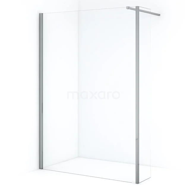 Shower screen clear glass with silver profile, walk-in shower design, modern and minimalist, ideal for any bathroom.