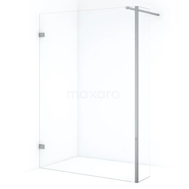 Glasbegehbare Dusche mit silberfarbenem Rahmen, modernes Design und minimalistischer Stil, ideal für ein stilvolles Badezimmer.