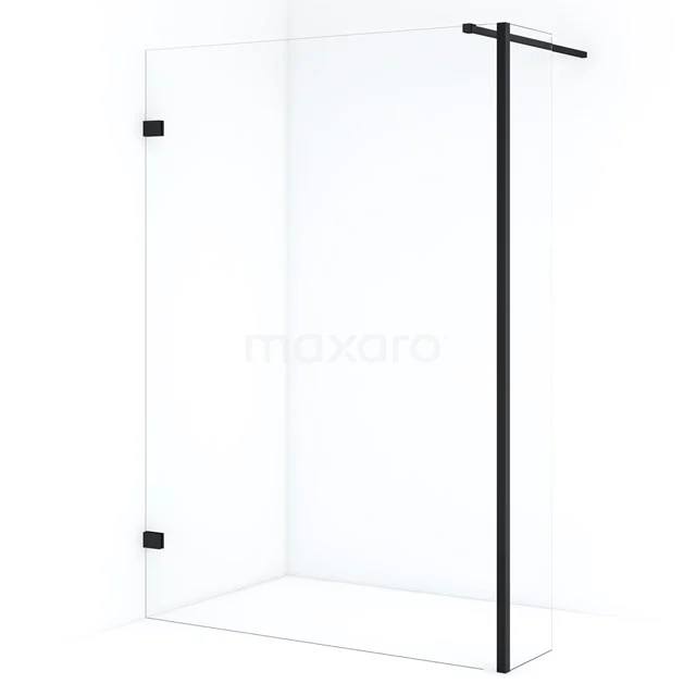 Diamond Walk-in shower | 130 cm Matte black Clear glass Fixed wall with side panel IDC1303120MB Shower screen with black frame, tempered glass and minimalist design, perfect for modern bathrooms.