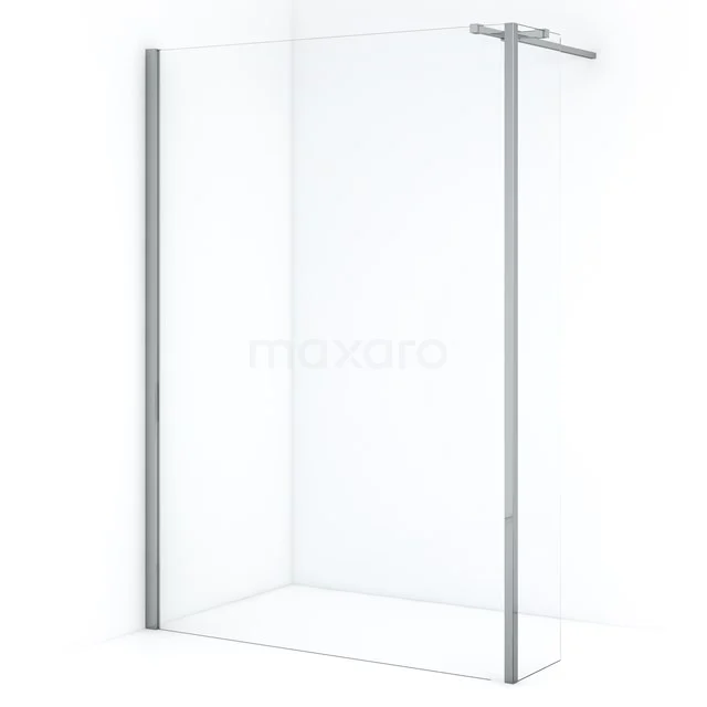 Shower screen in clear glass, minimalist design with aluminium profile, ideal for a modern bathroom style.