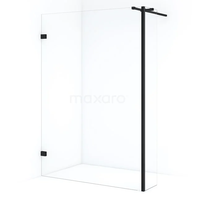 Diamond Walk-in shower | 140 cm Matte black Clear glass Fixed wall with side panel IDC1403320MBN
