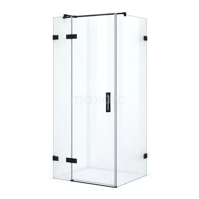 Glas Duschkabine mit Schwarz metallischen Details, rechteckiges Design, ideal für ein modernes Badezimmer.