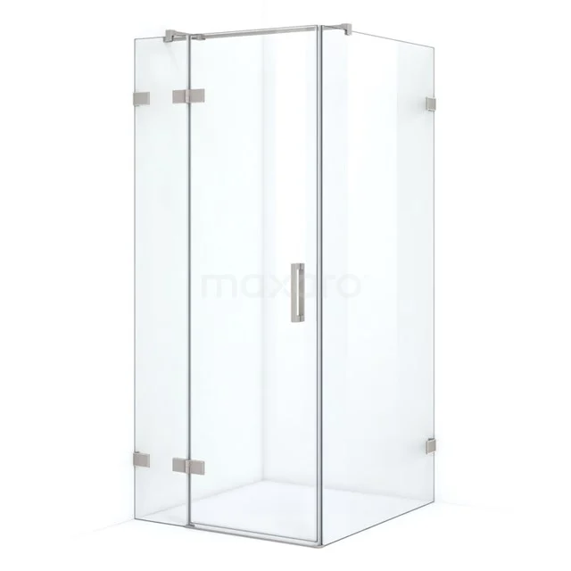 Quartz Shower cabin | 100x80 cm Stainless steel Clear glass Pivot door Rectangle CQB1053310B Square shower enclosure with clear glass, silver hinges and Handle, ideal for a modern bathroom.