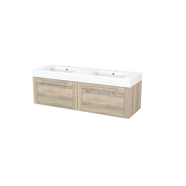 Wooden vanity units with double basin in white, modern look, ideal for a stylish and practical bathroom space.