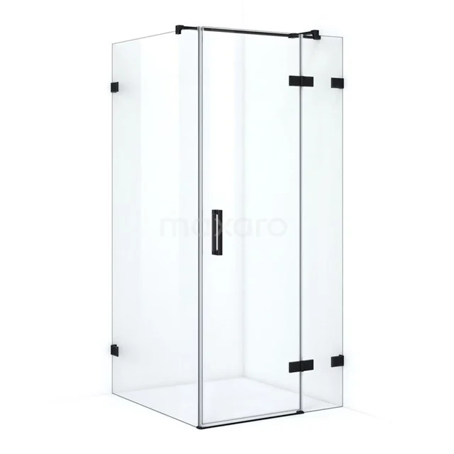 Quartz Duschkabine | 110x80 cm Matt Schwarz Drehtür Rechteck CQB1153320M Viereckige Glas-Duschkabine mit mattschwarzen Scharnieren, ideal für ein modernes Badezimmer.