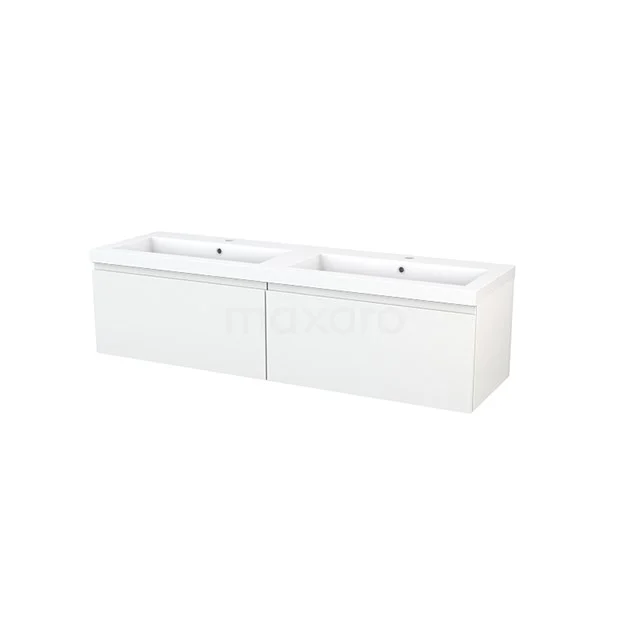 Double basin with white drawer unit, sleek design and ceramic finish. Perfect for modern bathrooms.