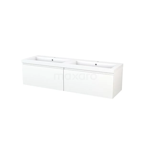 Double white bathroom furniture set with soft-close drawers and ceramic basin, modern design for stylish bathrooms.