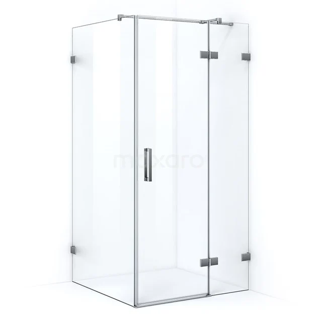 Glasene Ecke Duschkabine mit chromatischen Scharnieren, minimalistisches Design, perfekt für eine moderne Badezimmer Einrichtung.