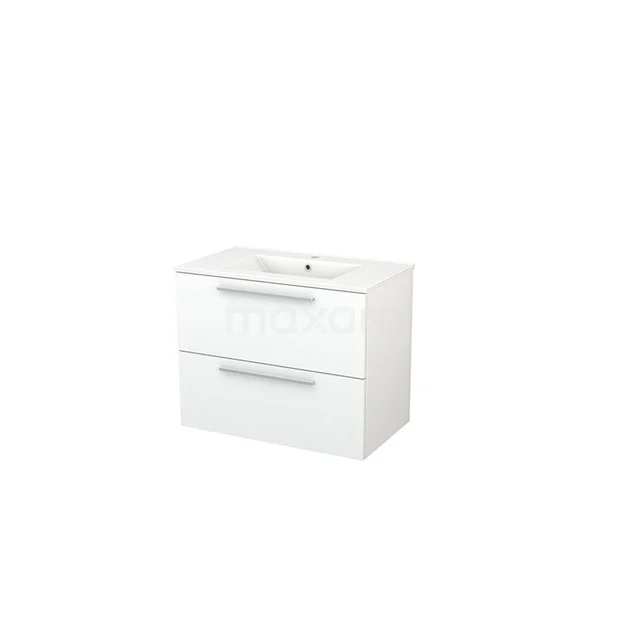 White bathroom unit with two drawers and integrated vanity units with basin, clean design of the Urban series for a modern bathroom.