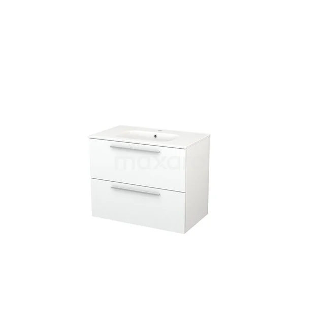 White bathroom unit with built-in vanity units with basin, 2 drawers and sleek design, ideal for modern bathrooms.