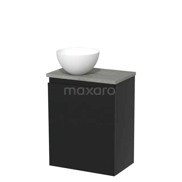 Toiletmeubel met Waskom Solid Surface Modulo Mat Zwart Greeploos 41 cm Grijs Eiken Blad TMK10-08011