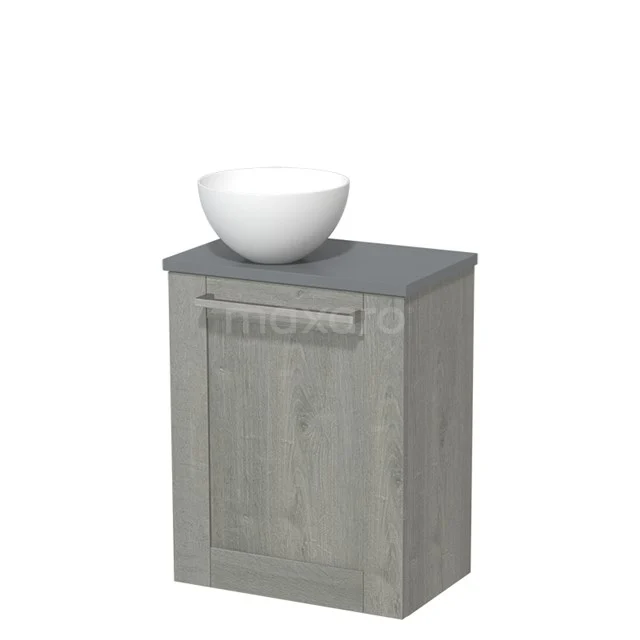 Wooden bathroom unit Grey with countertop wash basin, compact storage cabinet, modern design ideal for small bathrooms.
