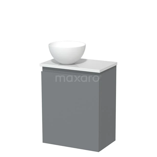 Toiletmeubel met Waskom Solid Surface Modulo Middengrijs Greeploos 41 cm Hoogglans Wit Blad TMK10-08462