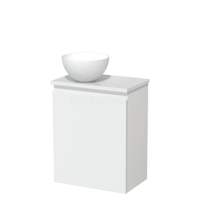 Toiletmeubel met Waskom Solid Surface Modulo Mat Wit Greeploos 41 cm Hoogglans Wit Blad TMK10-08545