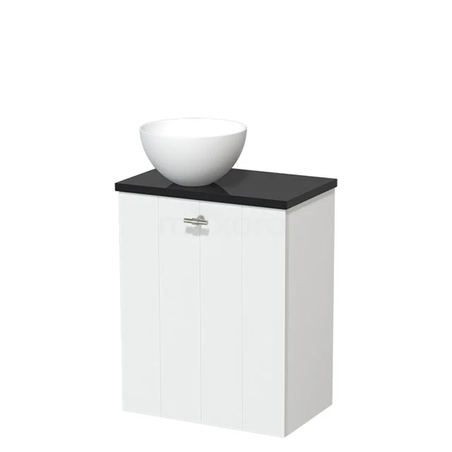 Toiletmeubel met Waskom Solid Surface Modulo Mat Wit Lamel 41 cm Hoogglans Zwart Blad TMK10-08552