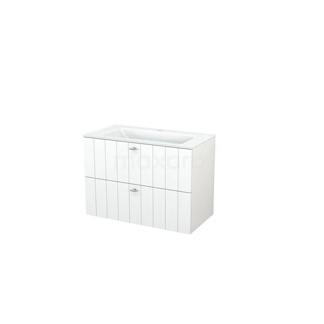 White Bathroom unit with drawer system, modern design and glossy finish, ideal for organised storage in the bathroom.