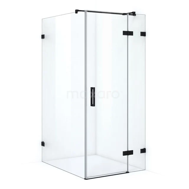 Quartz Duschkabine | 120x100 cm Matt Schwarz Drehtür Rechteck CQB1264320M Glas Duschkabine mit Schwarz Akzenten, Eckmodell, straff Design, ideal für ein modernes Badezimmer.
