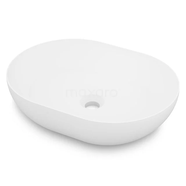 Ovales weißes Aufsatzwaschbecken aus Keramik, minimalistisches Design, perfekt für ein modernes Badezimmer.