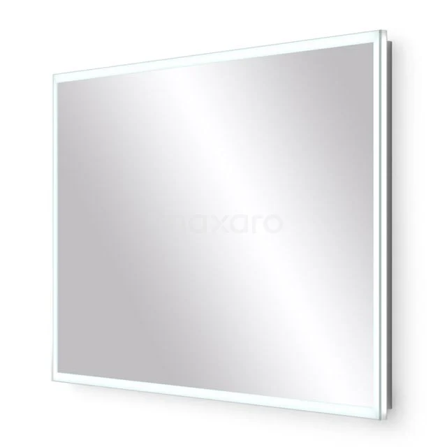 Rechteckiger Badezimmer Spiegel mit weißem Rahmen, modernes Design, ideal für jeden Badezimmerstil.