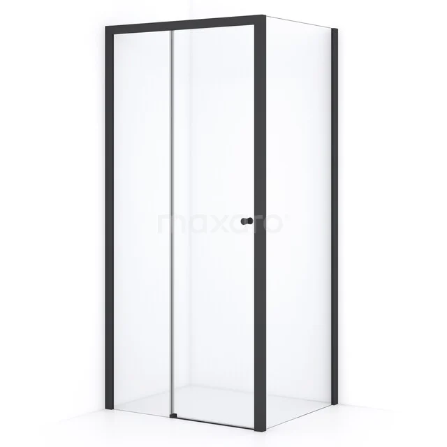 Duschkabine mit schwarzem Aluminiumrahmen, Klarglas, modernem Erscheinungsbild, ideal als stilvolle Badezimmerlösung.