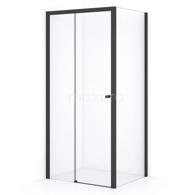 Crystal Comfort Shower enclosure | 100x80 cm Matte black Clear glass Sliding door Rectangle L1020-1008MB