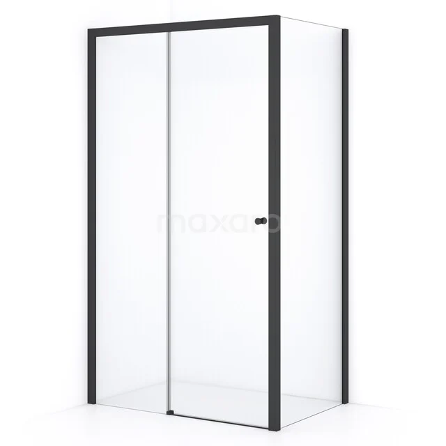 Crystal Comfort Shower cabin | 120x80 cm Matte black Clear glass Sliding door Rectangle L1020-1208MBN Shower enclosure rectangular with matt black frame and clear glass, modern bathroom style, ideal for compact spaces.