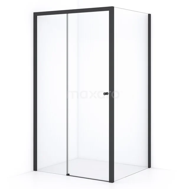 Crystal Comfort Shower cabin | 110x100 cm Matte black Clear glass Sliding door Rectangle L1020-1110MB Shower enclosure with matte black aluminium profiles and clear glass, ideal as a modern addition to your bathroom.