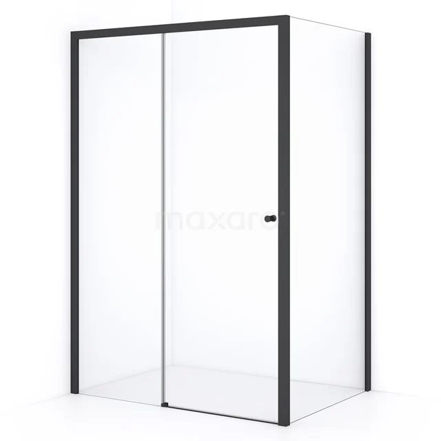 Crystal Comfort Shower enclosure | 140x90 cm Matte black Clear glass Sliding door Rectangle L1020-1409MB Shower enclosure with black aluminium frame, clear glass and sliding door; modern design for a stylish bathroom.