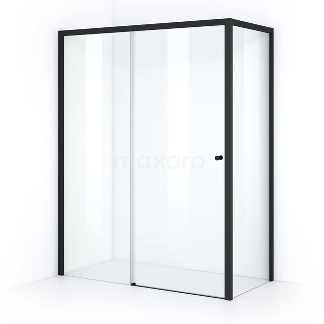 Crystal Comfort Shower enclosure | 160x80 cm Matte black Clear glass Sliding door Rectangle L1020-1608MBN Glass shower enclosure with sliding door and aluminium frame, modern design for a stylish bathroom.