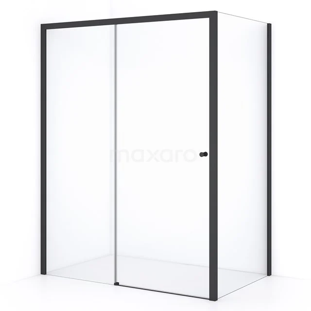 Crystal Comfort Shower enclosure | 150x90 cm Matte black Clear glass Sliding door Rectangle L1020-1509MB Shower enclosure with black profiles, clear glass and sliding door, modern style, ideal for any bathroom.
