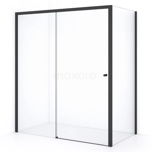 Crystal Comfort Douchecabine | 170x90 cm Mat zwart Helder glas Schuifdeur Rechthoek L1020-1709MB Moderne glazen douchecabine met zwart aluminium frame, minimalistisch design en schuifdeur, perfect voor een stijlvolle badkamer.
