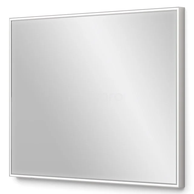 Melo Bathroom mirror with led lighting | 80x60cm M06-0600-40600 Rectangular mirror with white aluminium edge, minimalist design and suitable for modern bathroom fittings.