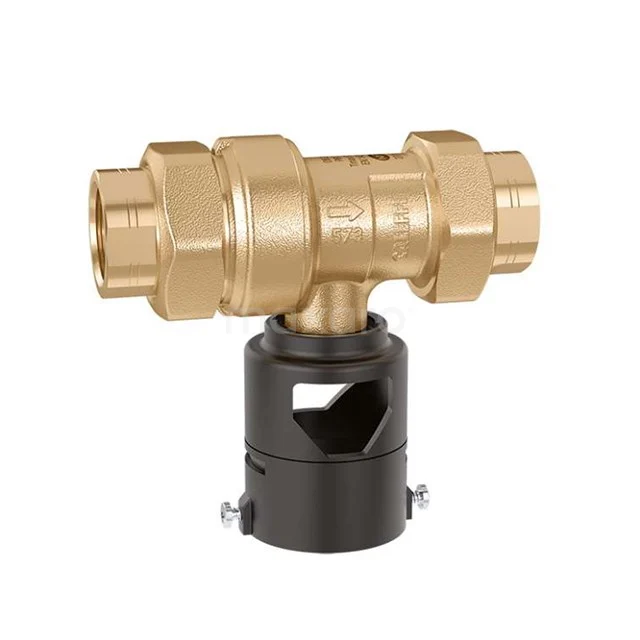 Belgaqua Kombi-Ventil Rückschlagventil 573415 Messing Rückflussverhinderer mit T-Form, geeignet für Badezimmerinstallationen, robustes Design mit schwarzem Kunststoffbasis.