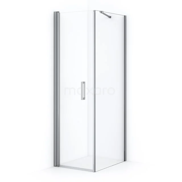 Glass shower enclosure with silver profiles, rectangular design, ideal for a modern bathroom style.