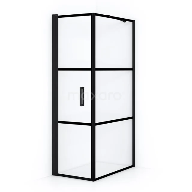 Diamond Duschkabine | 90x60 cm Matt Schwarz Drehtür Rechteck CDA10609218LMB Schwarze industrielle Duschkabine mit Glasplatten und mattschwarzem Rahmen, ideal für einen modernen Badezimmerstil.